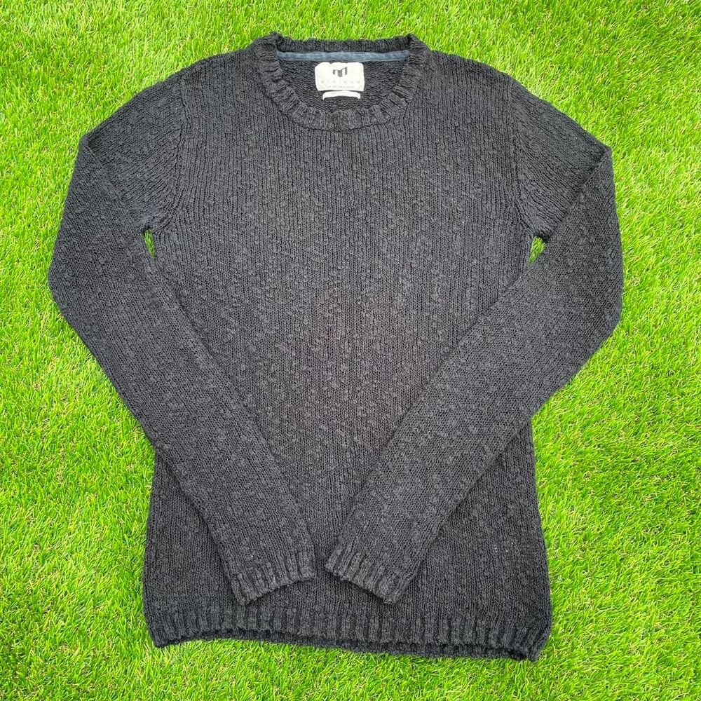 Black Minimum 100% Cotton Knit Heavyweight Pullover Sweater Danish Designer